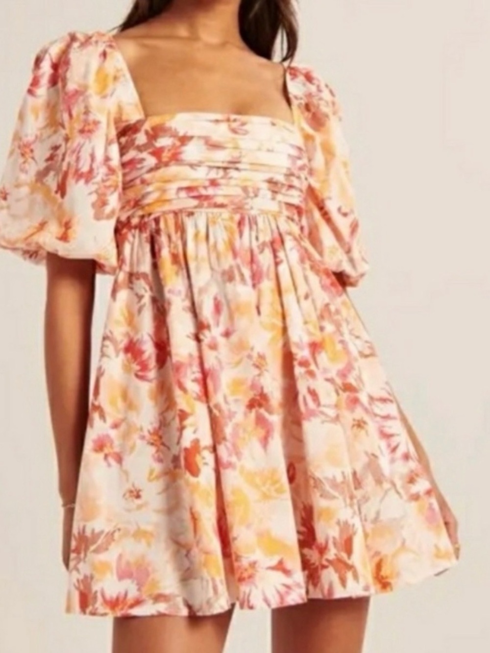Abercrombie & Fitch Emerson Poplin Puff-Sleeve Dress